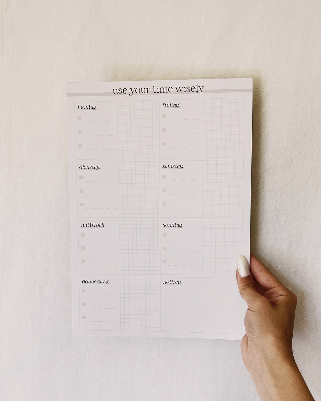 Notizblock Wochenplaner "use your time wisely"
