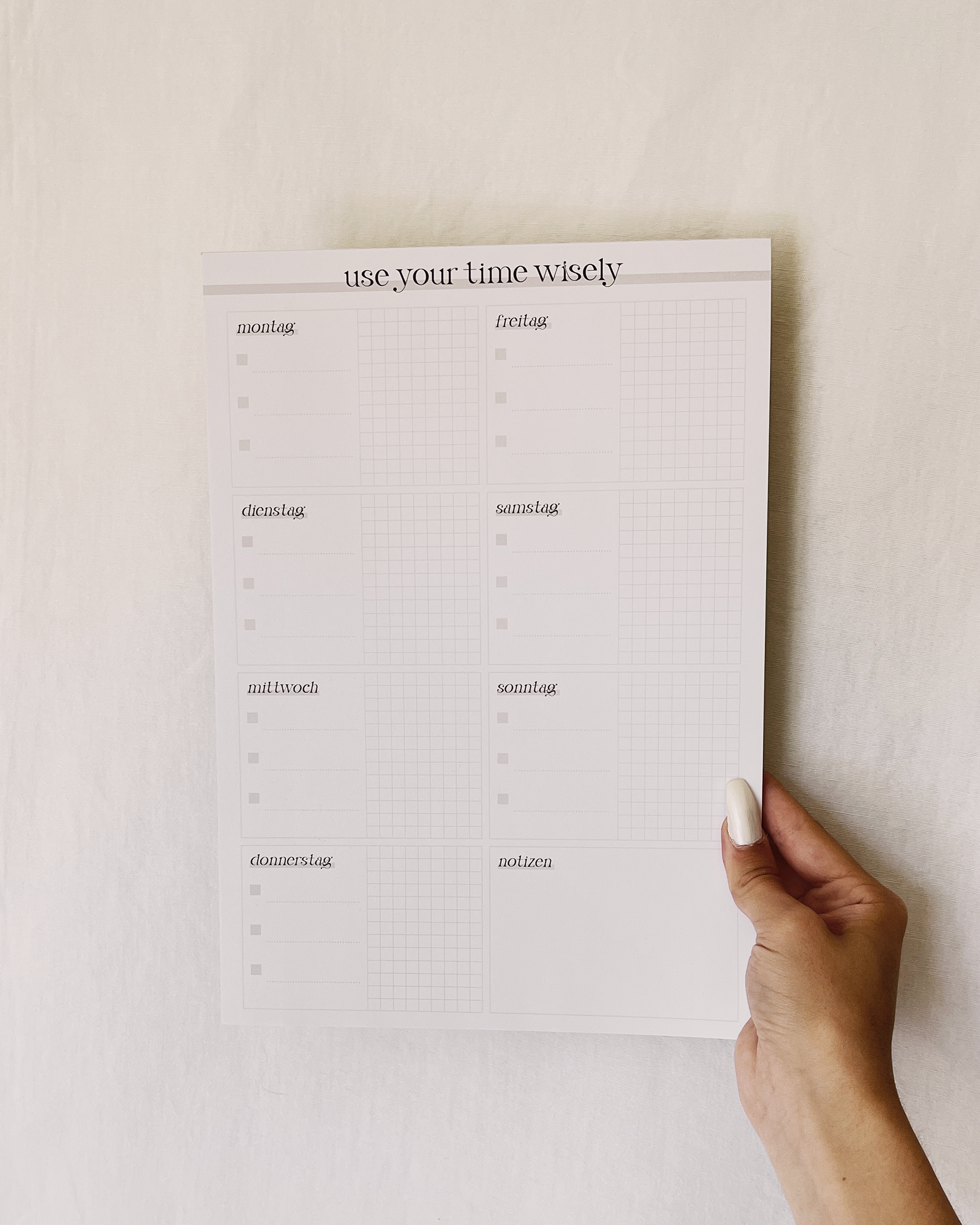 Notizblock Wochenplaner "use your time wisely"
