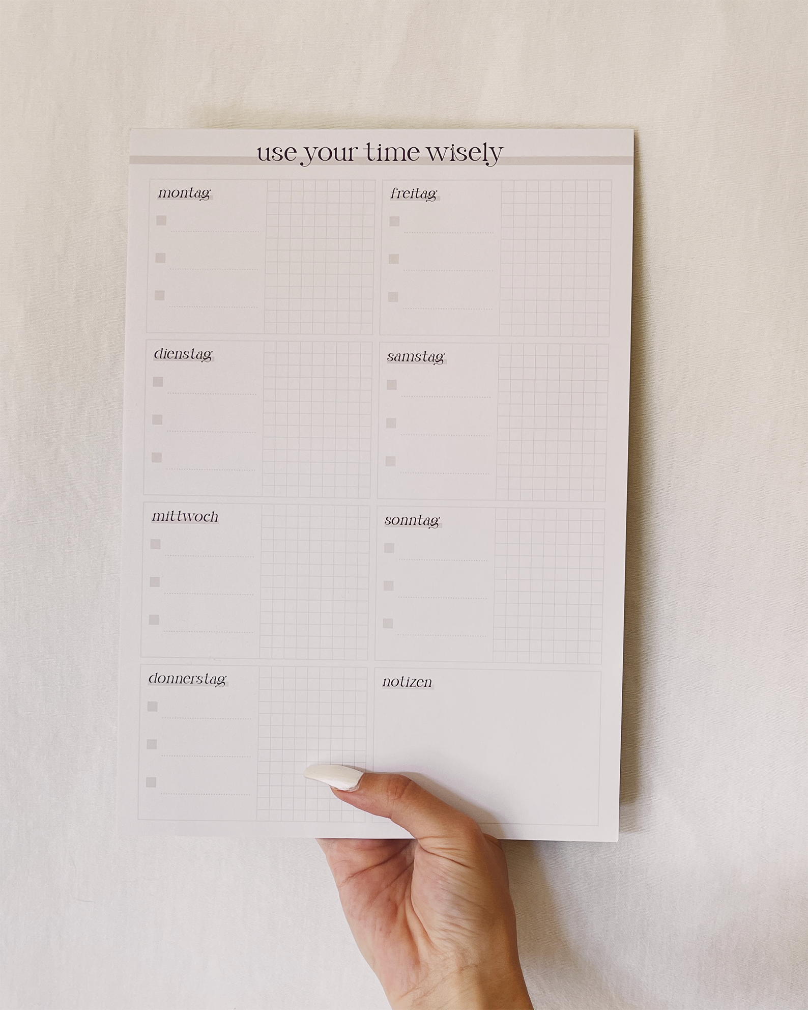 Notizblock Wochenplaner "use your time wisely"