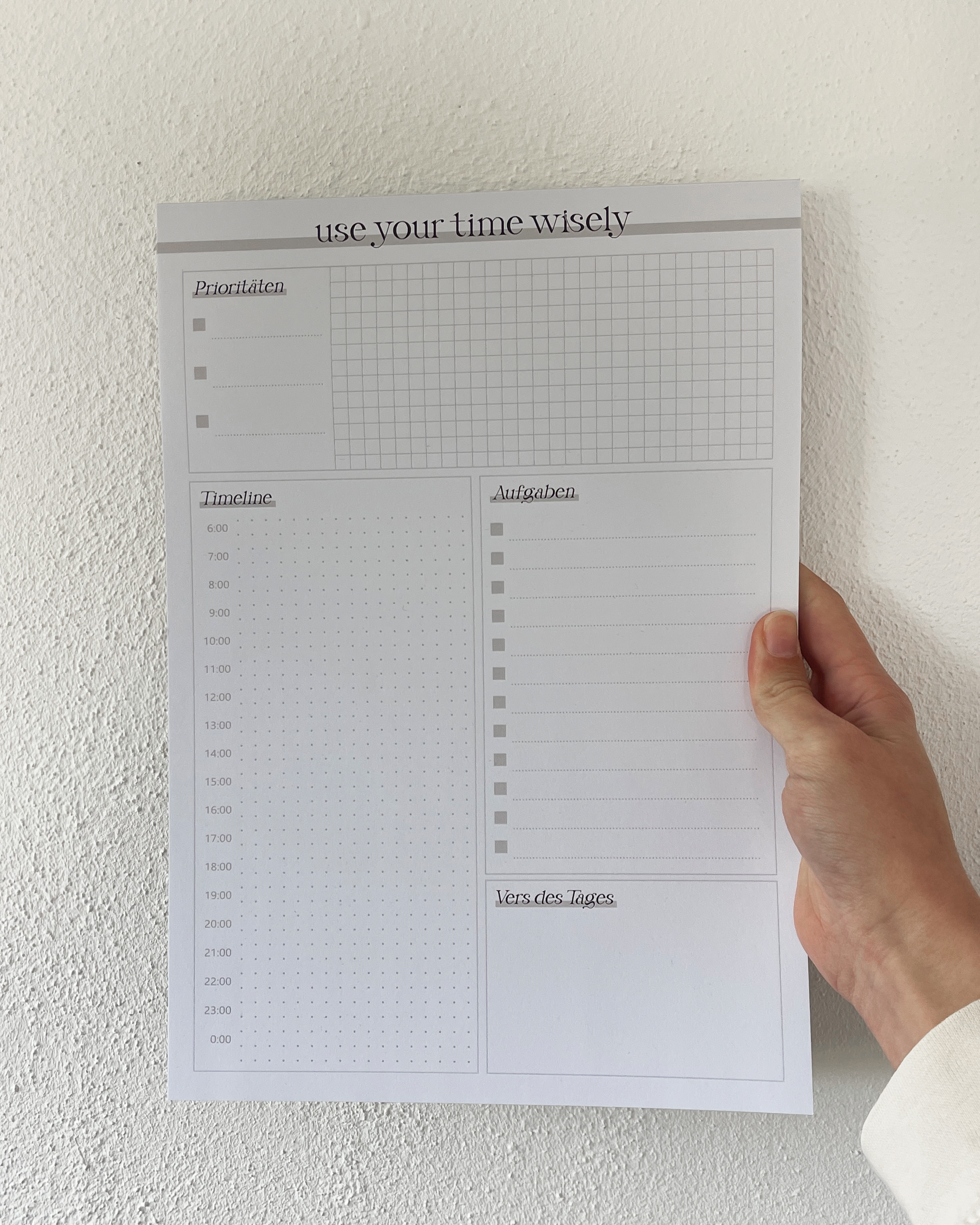 Notizblock Tagesplaner "use your time wisely"